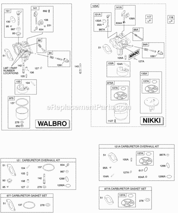 Carburetor Kit - Carburetor Overhaul Diagram and Parts List for 216977-0116-E1  Briggs and Stratton Engine